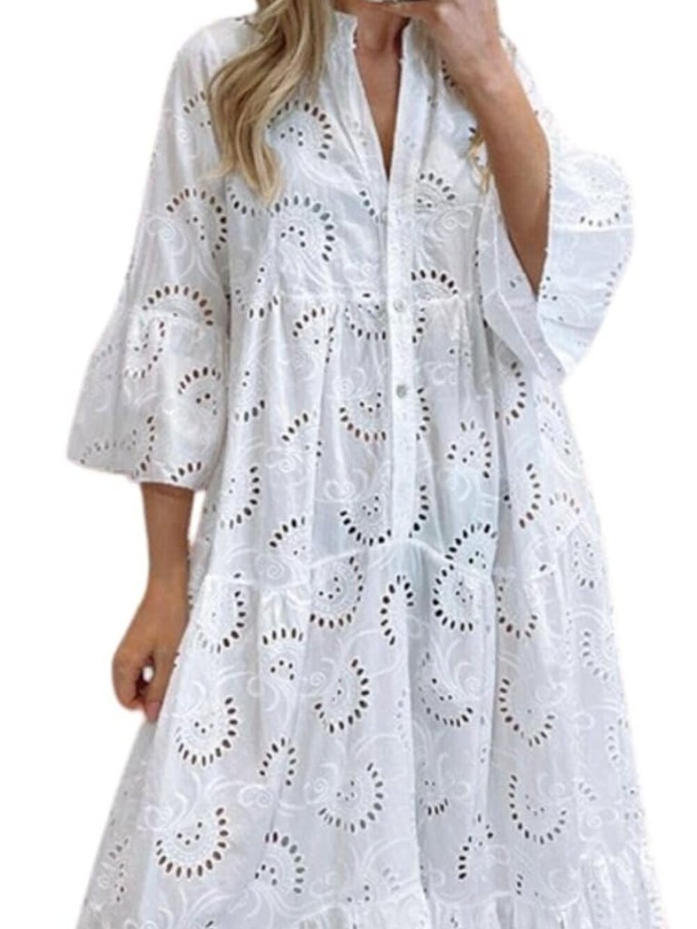 Eyelet Dress, Large, White